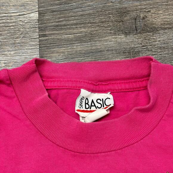Vintage 90s Simply Basic Flower Garden Pink Womens L Cottagecore Grandma T-Shirt - Picture 6 of 13